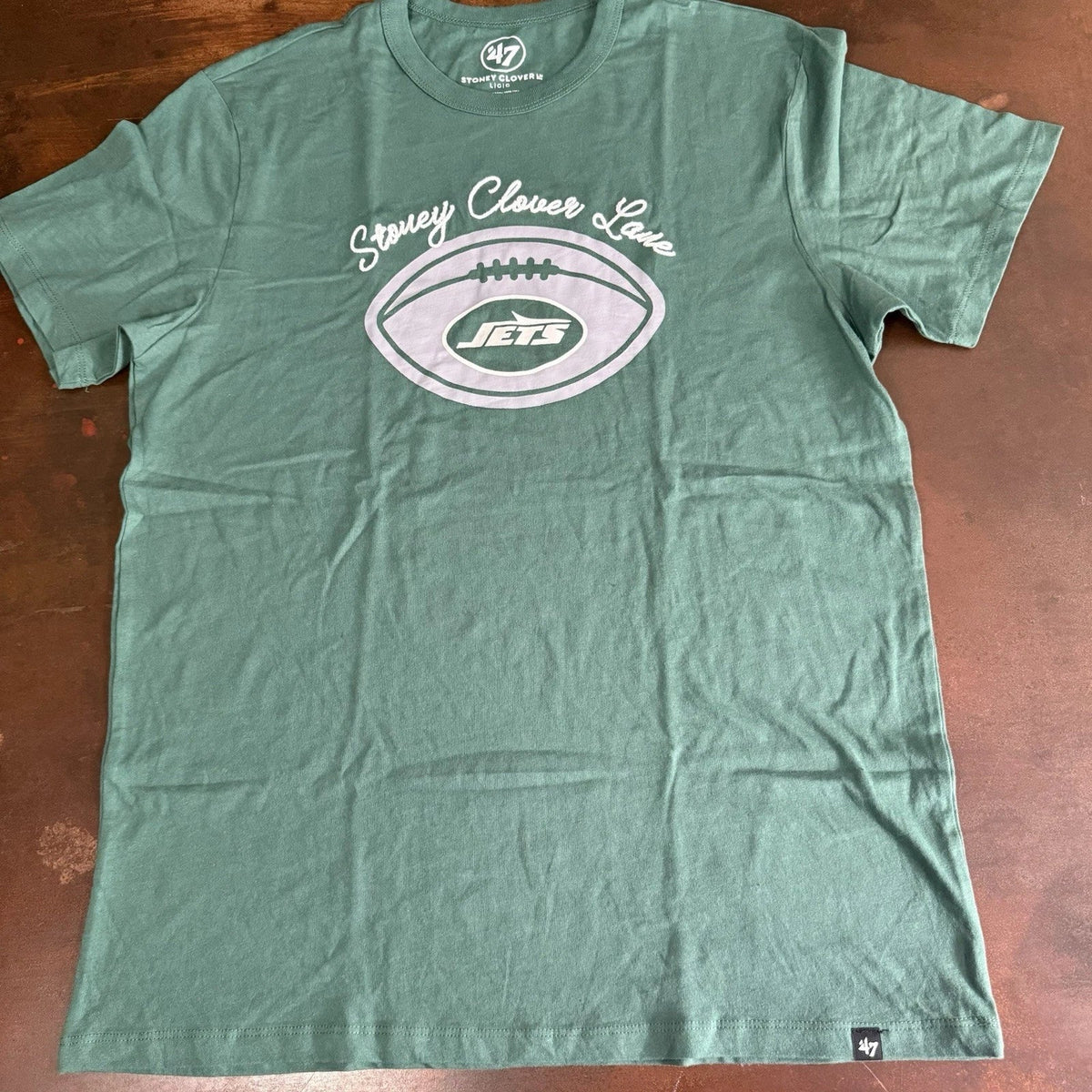 Stoney Clover Lane X '47 New York Jets Elm Green T shirt sportswear tee Large Unisex , , , Long Sleeve Tee