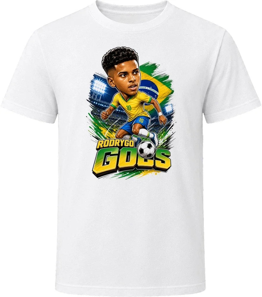 Rodrygo, Brazil Caricature Soccer 2026 T Shirt Unisex , , , Long Sleeve Tee