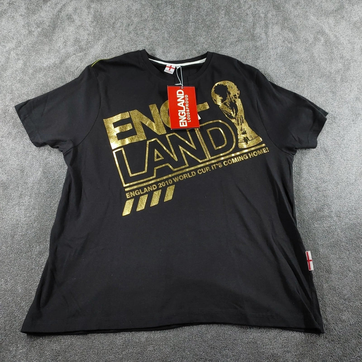 Easy Shirt Mens XL Black Gold World Cup England 2010 Football Cotton Supporter Unisex , , , Long Sleeve Tee