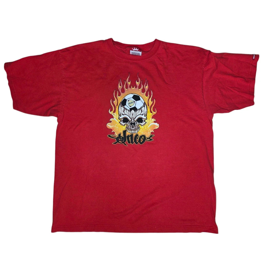 JNCO Jeans x LA Galaxy T Shirt Vintage 90s Red XXL Skull Flames Soccer USA 2XL Unisex , , , Long Sleeve Tee