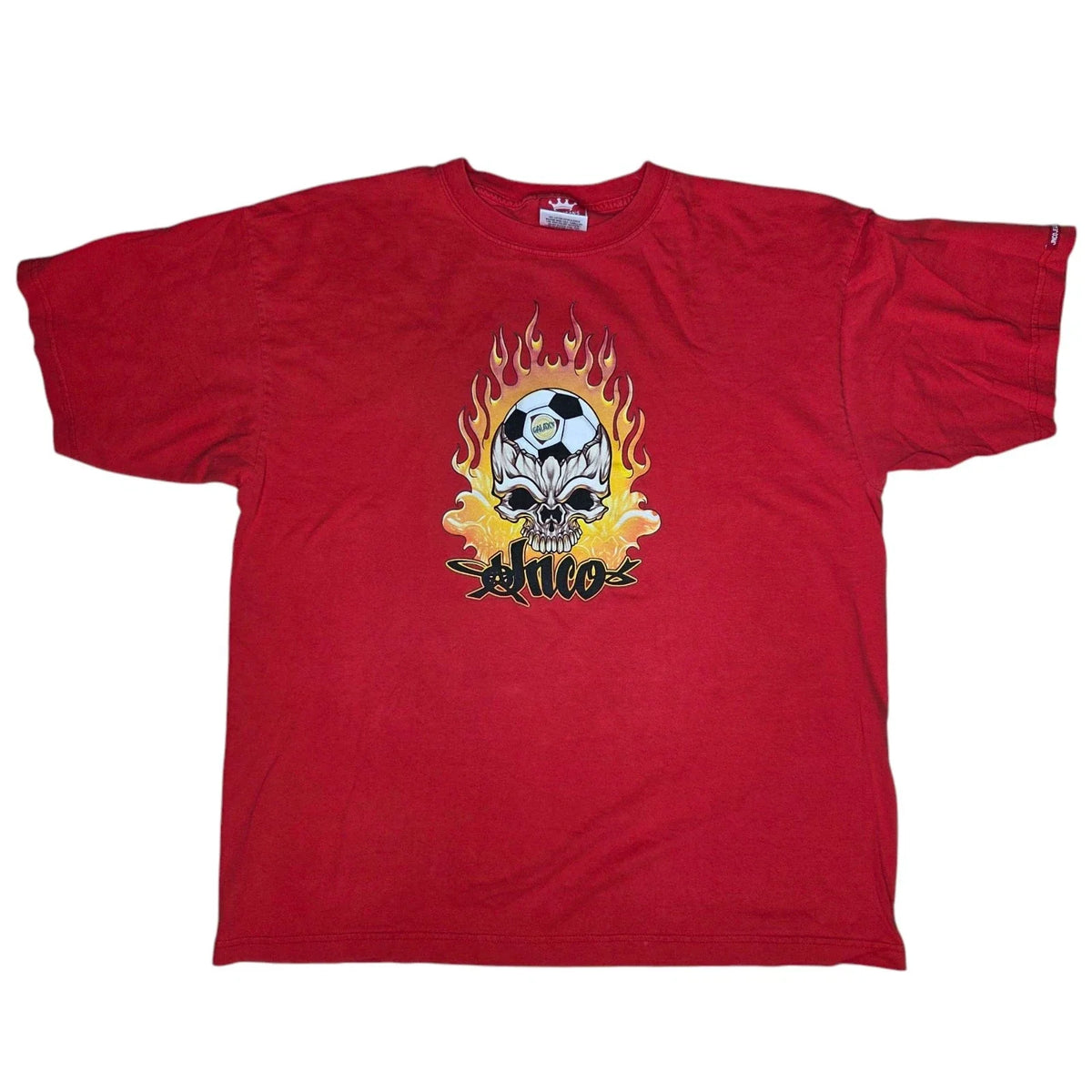 JNCO Jeans x LA Galaxy T Shirt Vintage 90s Red XXL Skull Flames Soccer USA 2XL Unisex , , , Long Sleeve Tee