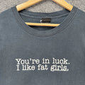 Vintage Funny Quote Shirt Mens 2XL Black Y2K Sik World Skate Luck Fat Girls USA Unisex , , , Long Sleeve Tee