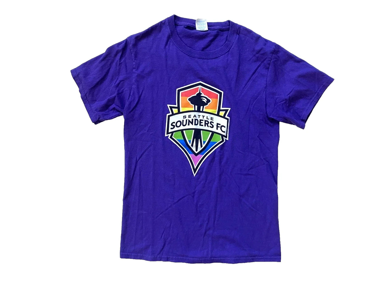 SEATTLE SOUNDERS FC Purple/Rainbow MLS SOCCER PRIDE-FLAG Fan Gym Adult S Unisex , , , Long Sleeve Tee