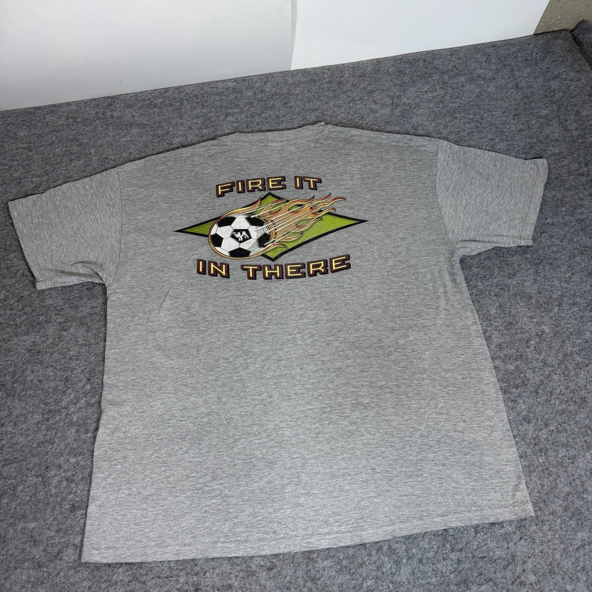 Big Dogs Fire It In There Soccer Graphic T Shirt Gray Mens XL Sports Tee Unisex , , , Long Sleeve Tee