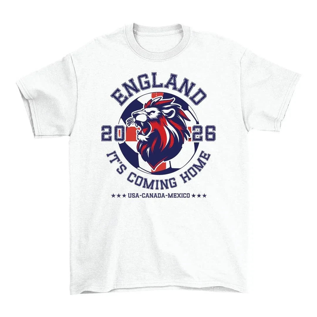 Adults England Lion White T Shirt Football Supporter Lions Fan Tee Top Unisex , , , Long Sleeve Tee
