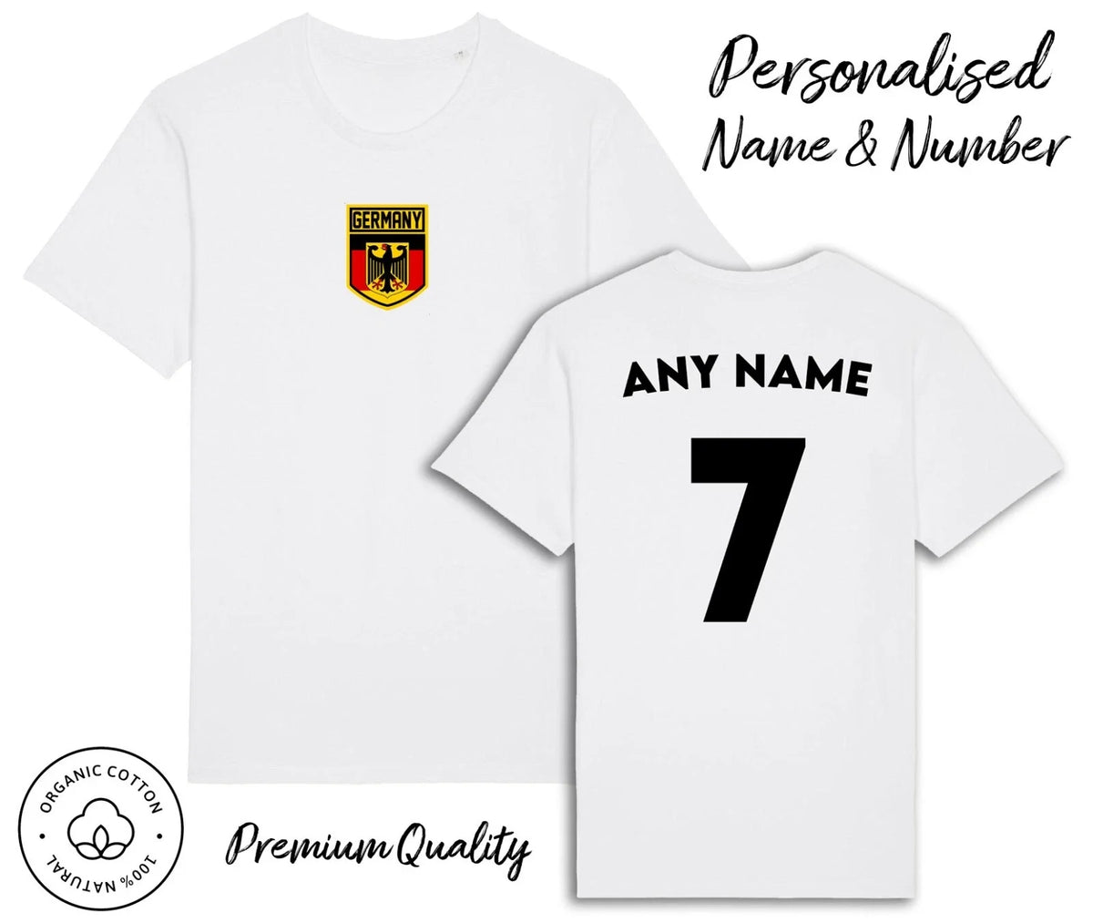 Germany Flag 2026 Personalised Name & No Adult Kids Baby, Football Euro Unisex , , , Long Sleeve Tee