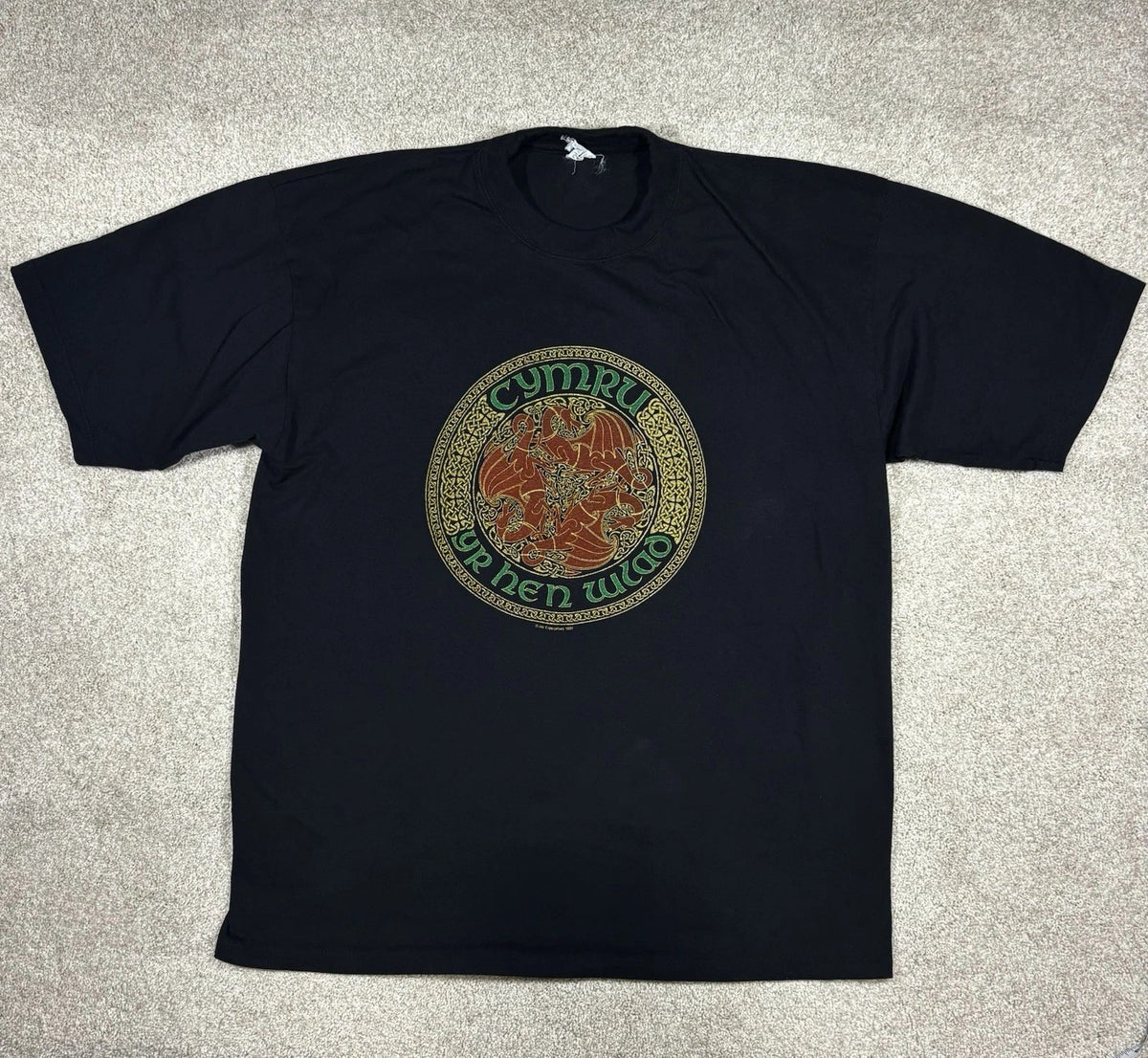 Vintage 90s Cymru Wales Dragon Black Shirt Mens XL Black Land Of Our Fathers Y2K Unisex , , , Long Sleeve Tee