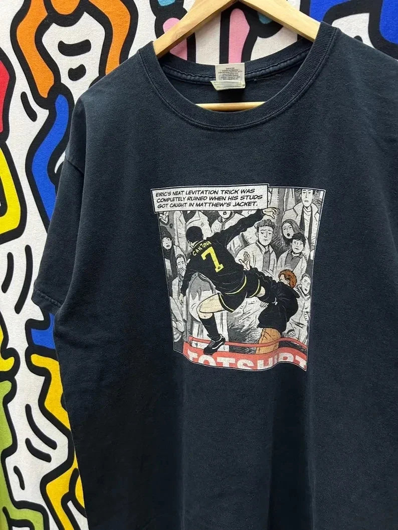 Vintage 2000s Eric Cantona Kung Fu Kick tshirt size L / Soccer / Football Unisex , , , Long Sleeve Tee