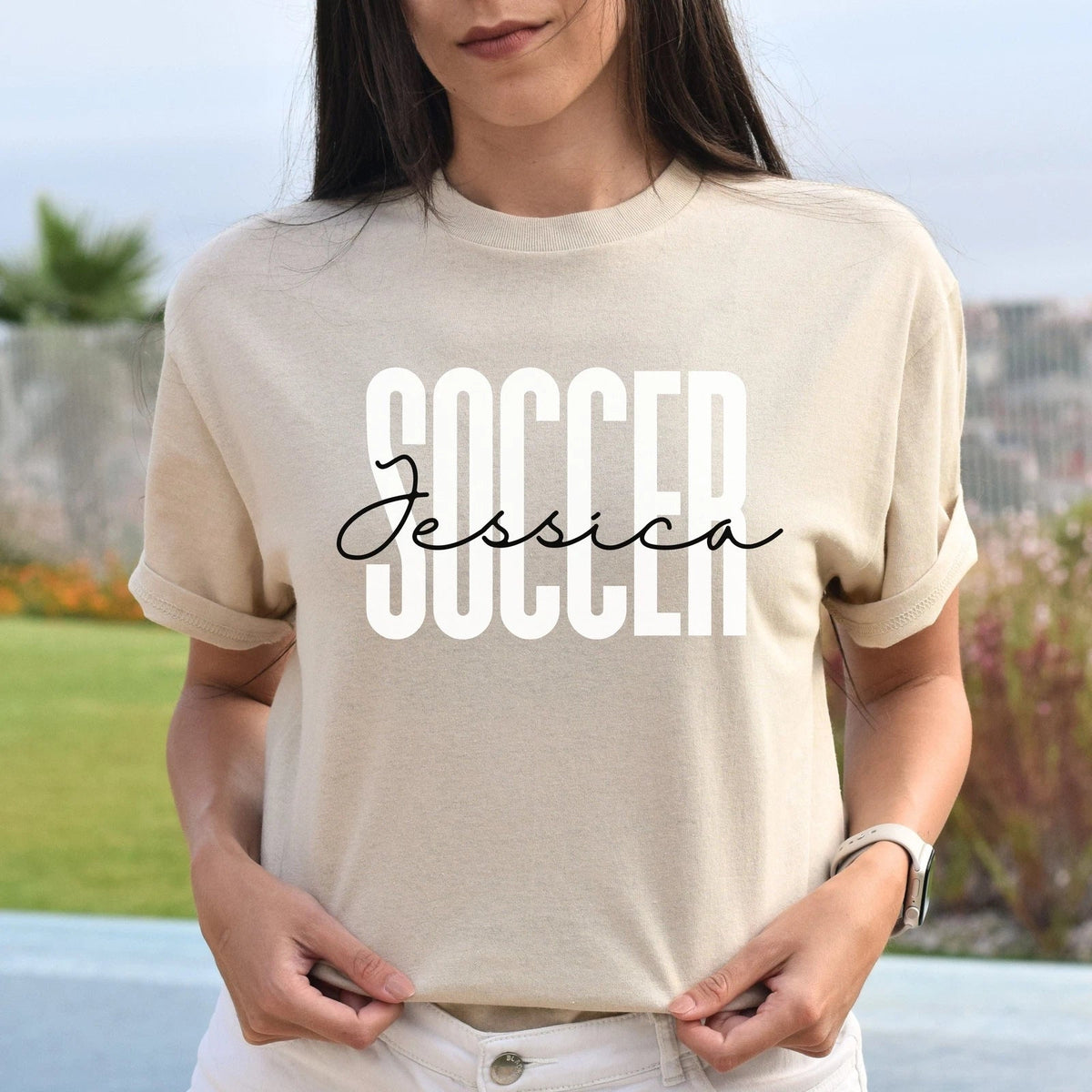 Personalized Soccer gift Custom name Soccer player Soccer mom Unisex Tee Unisex , , , Long Sleeve Tee