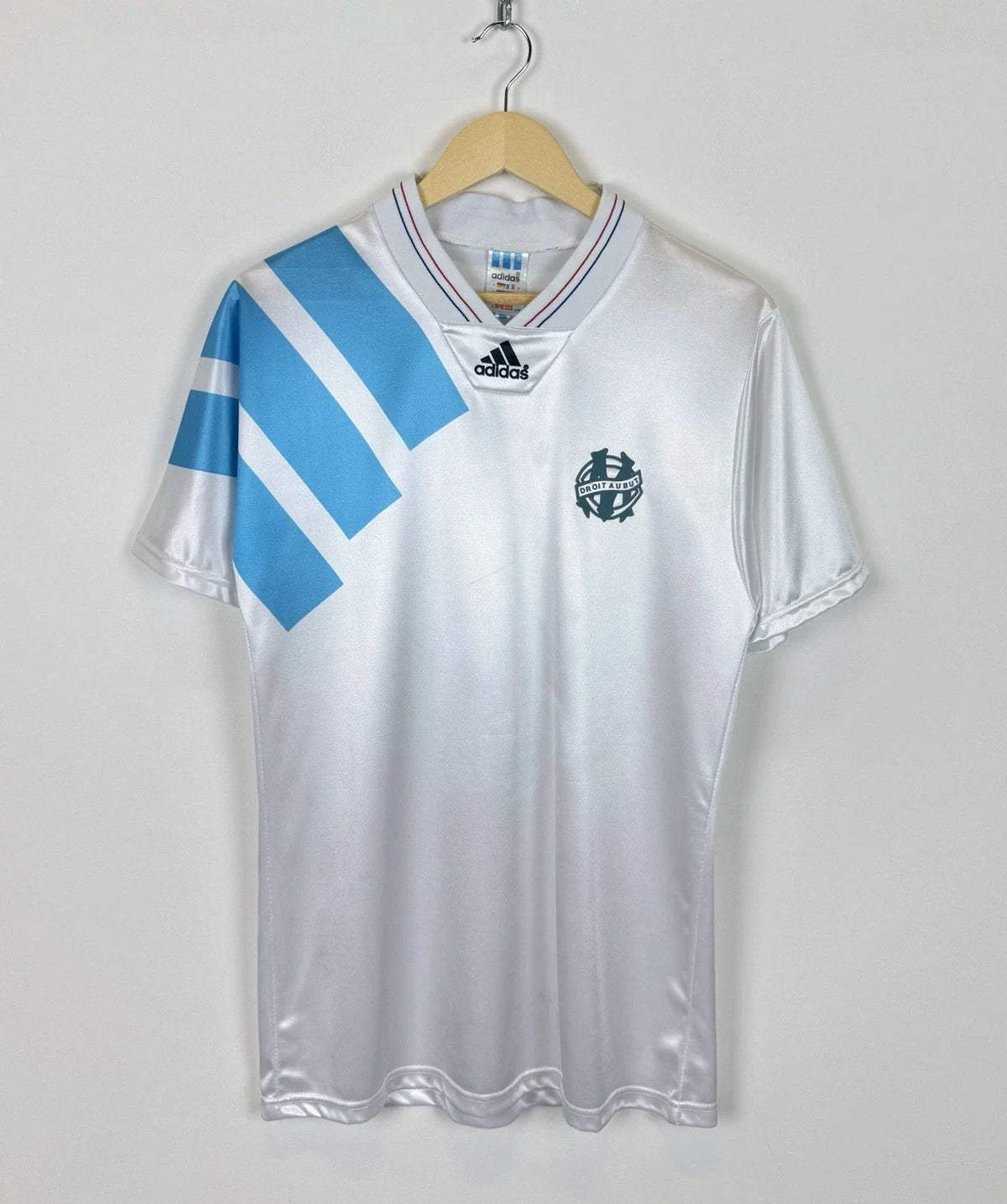 Vintage Olympique Marseille #8 WADDLE 1992/93 Soccer Jersey Foolball Shirt Home Unisex , , , Long Sleeve Tee