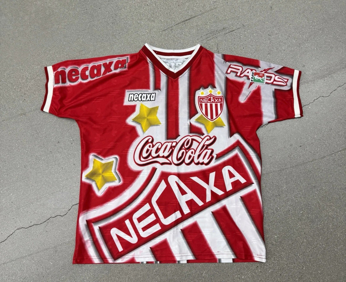 Vintage 90’s Necaxa Mexican Soccer Jersey All Over Print Sol Men’s XL Red Unisex , , , Long Sleeve Tee