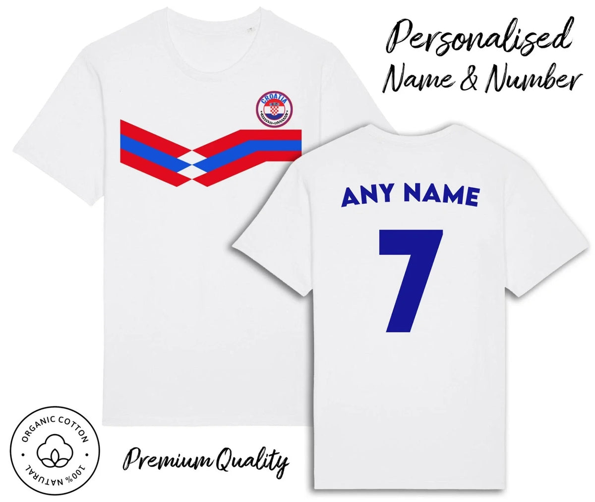 Croatia Strip 2026 Personalised Name & No Adult Kids Baby, Football Euro Unisex , , , Long Sleeve Tee