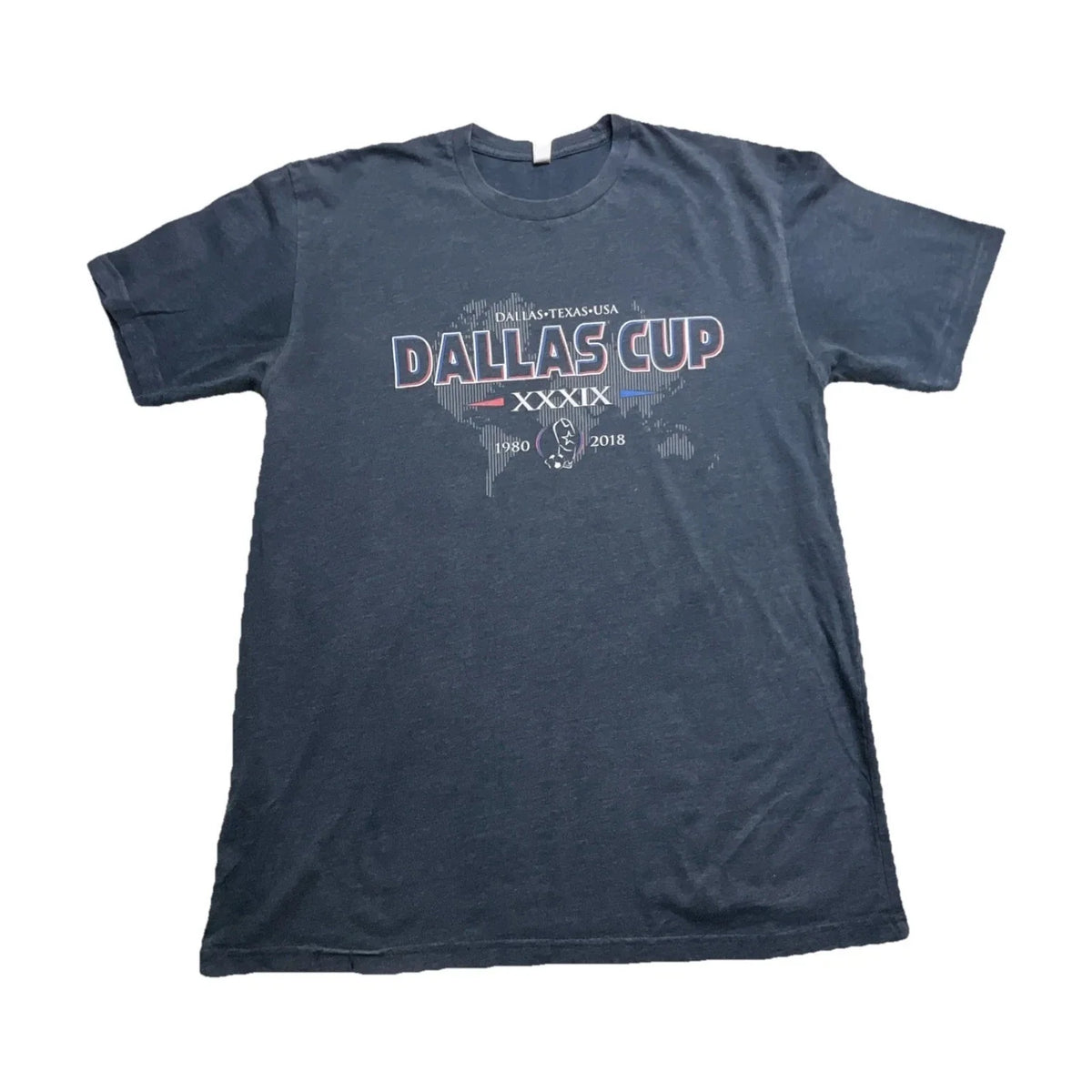 Dallas Cup Dark Blue Graphic Men's Crew Neck Soccer Short Sleeve Size L Unisex , , , Long Sleeve Tee