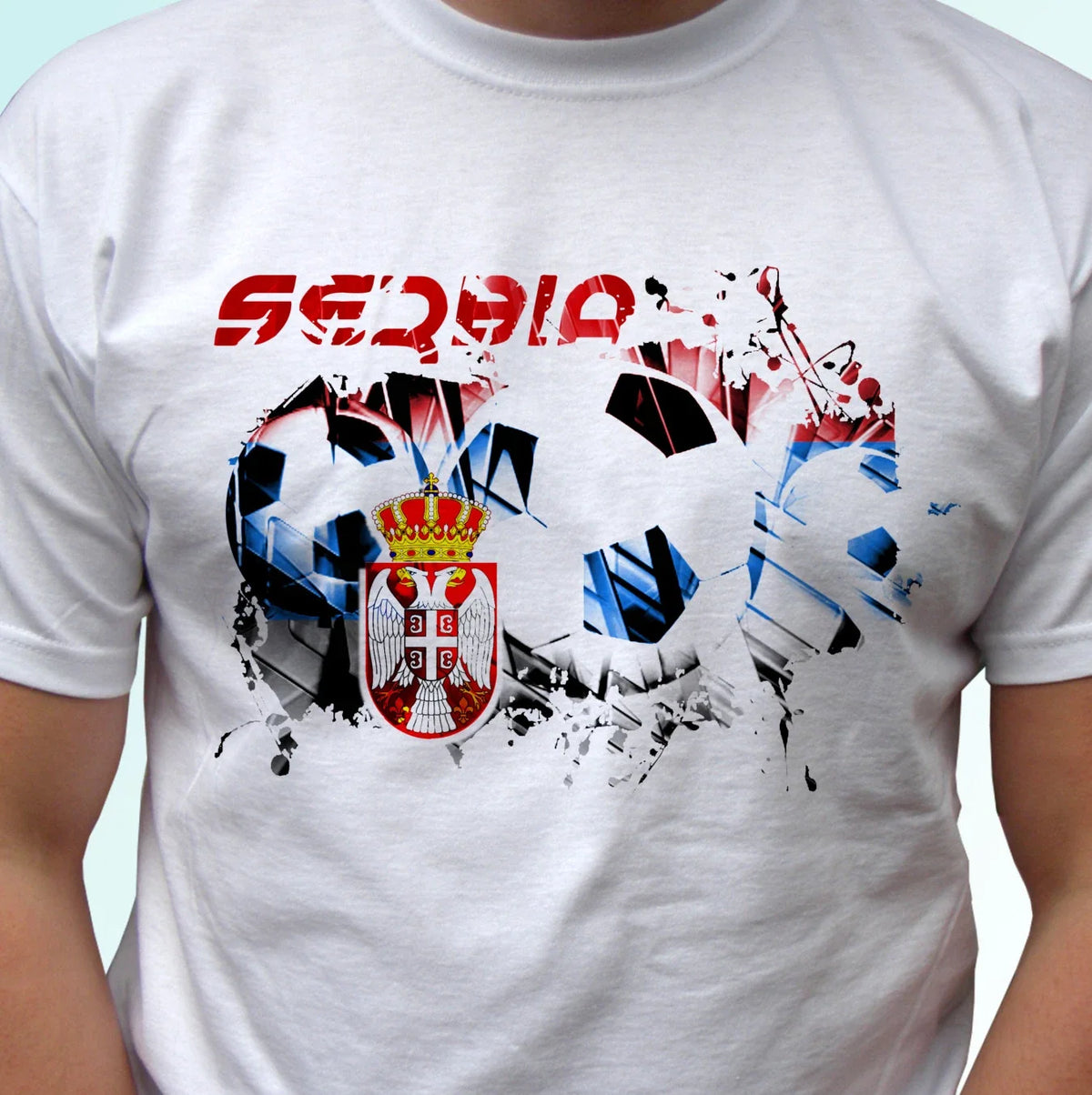 Serbia football flag white t shirt soccer style design mens womens kids Unisex , , , Long Sleeve Tee
