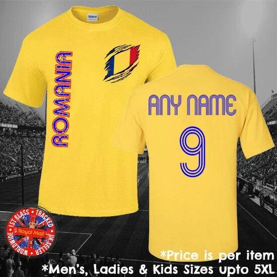 Romania Football Fan Personalised Mens Ladies Kids Euros World Cup Unisex , , , Long Sleeve Tee