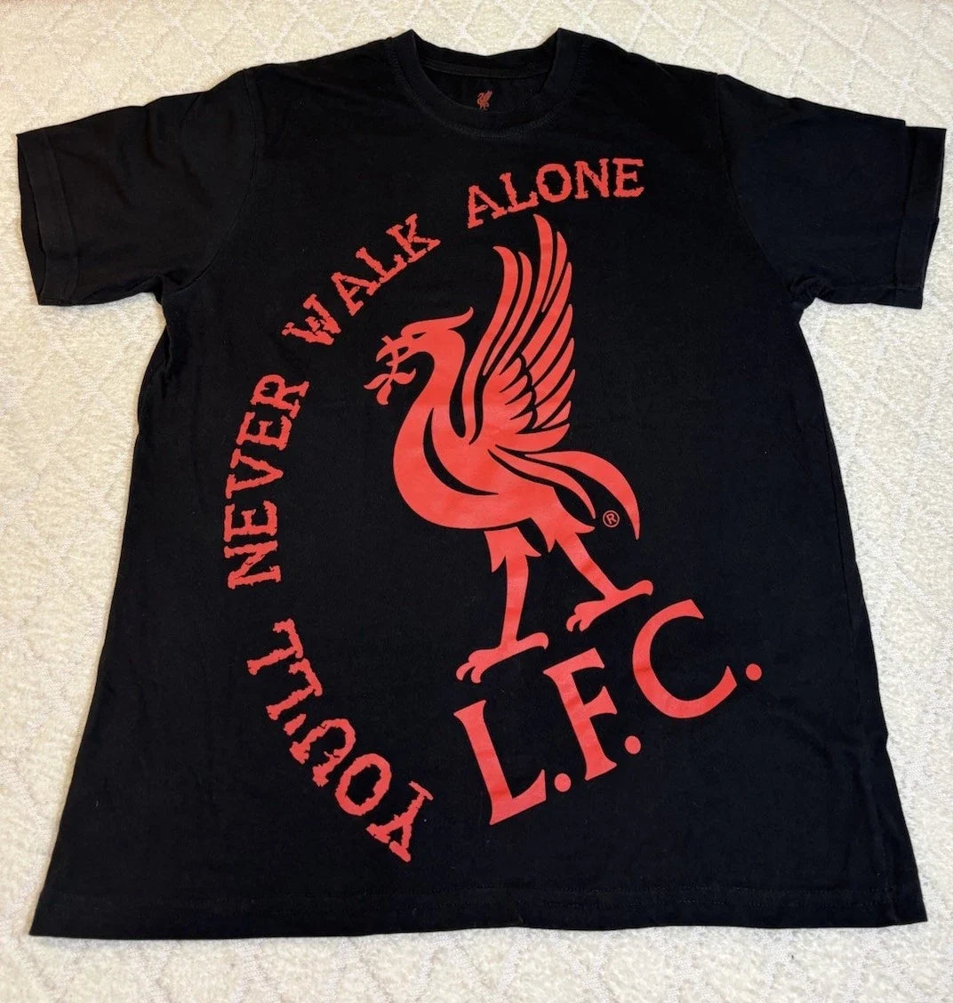 Liverpool FC Liver Bird Crest You’ll Never Walk Alone Black Shirt Size L Unisex , , , Long Sleeve Tee
