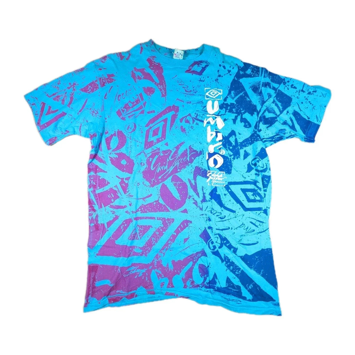 Vtg 90s XL 2XL Umbro Sand Soccer Grail All Over Print AOP USA Bright Unisex , , , Long Sleeve Tee