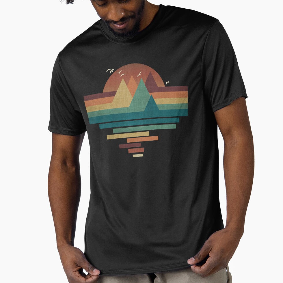 Geometric Mountains At Sunset by maryedenoa