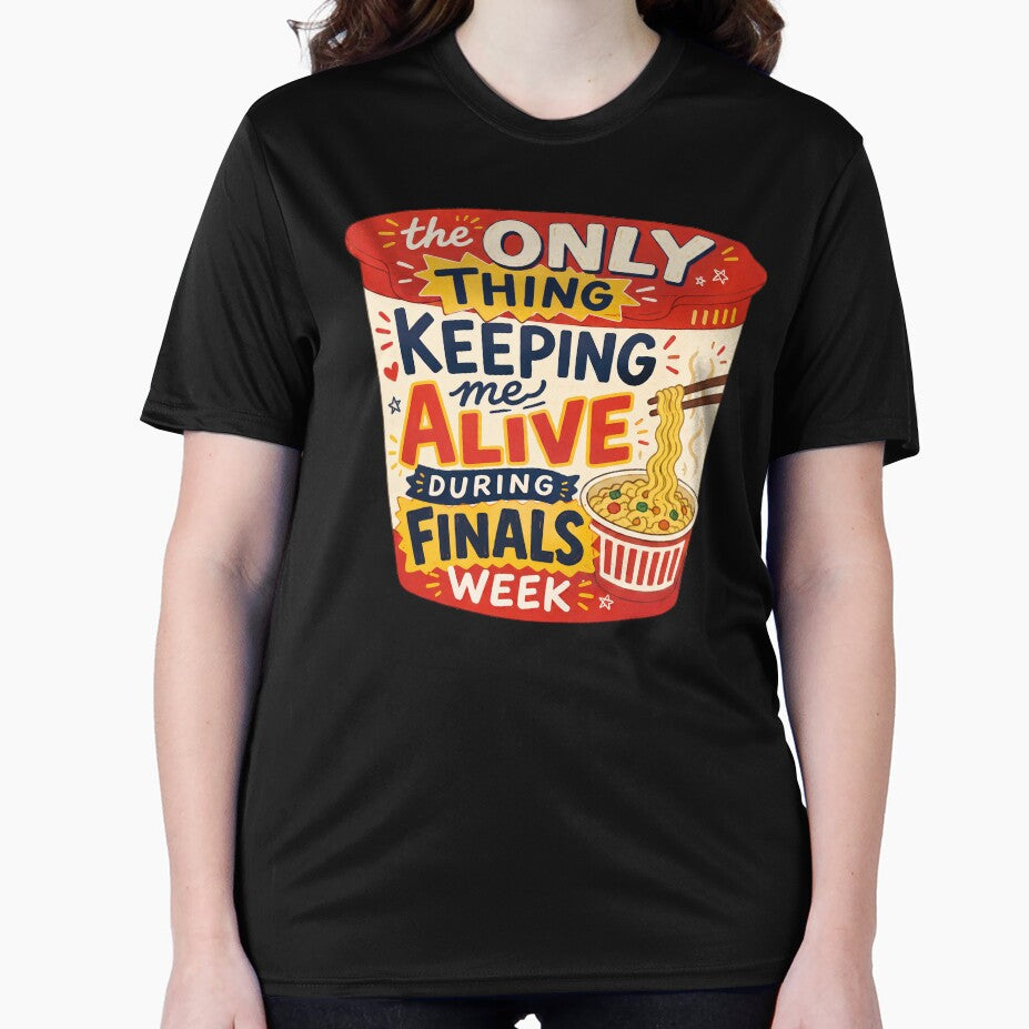 Instant Noodles Finals Sticker — Funny Relatable Student Survival Quote, Bold Humor Design by ElhamiStudio