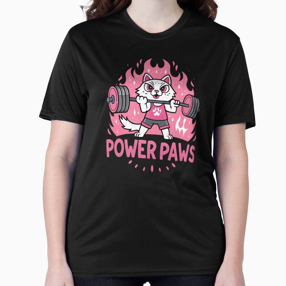 Power Paws Weightlifting Cat - Fierce Fitness T-Shirt for Cat Lovers by FocusedPatterns