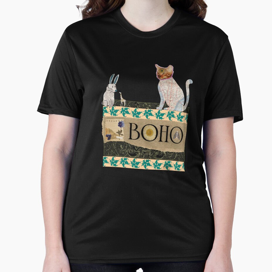 Elegant Boho Animal Collage T-Shirt - BOHO by GorinART