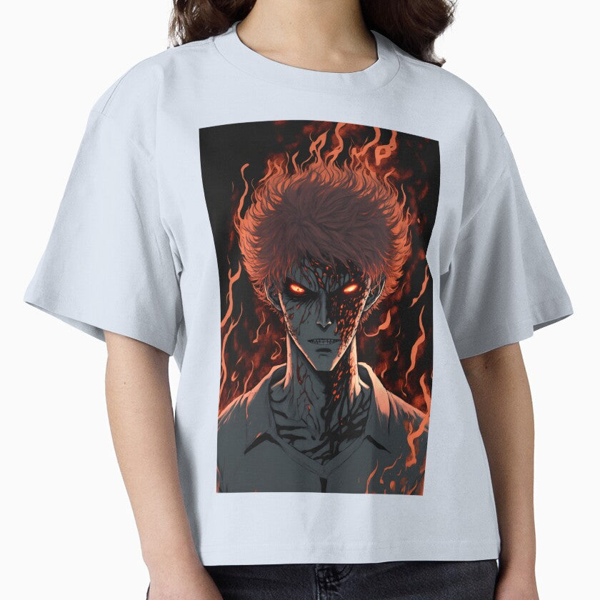 Anime Demon Student with Fire hair by Bubblebuk