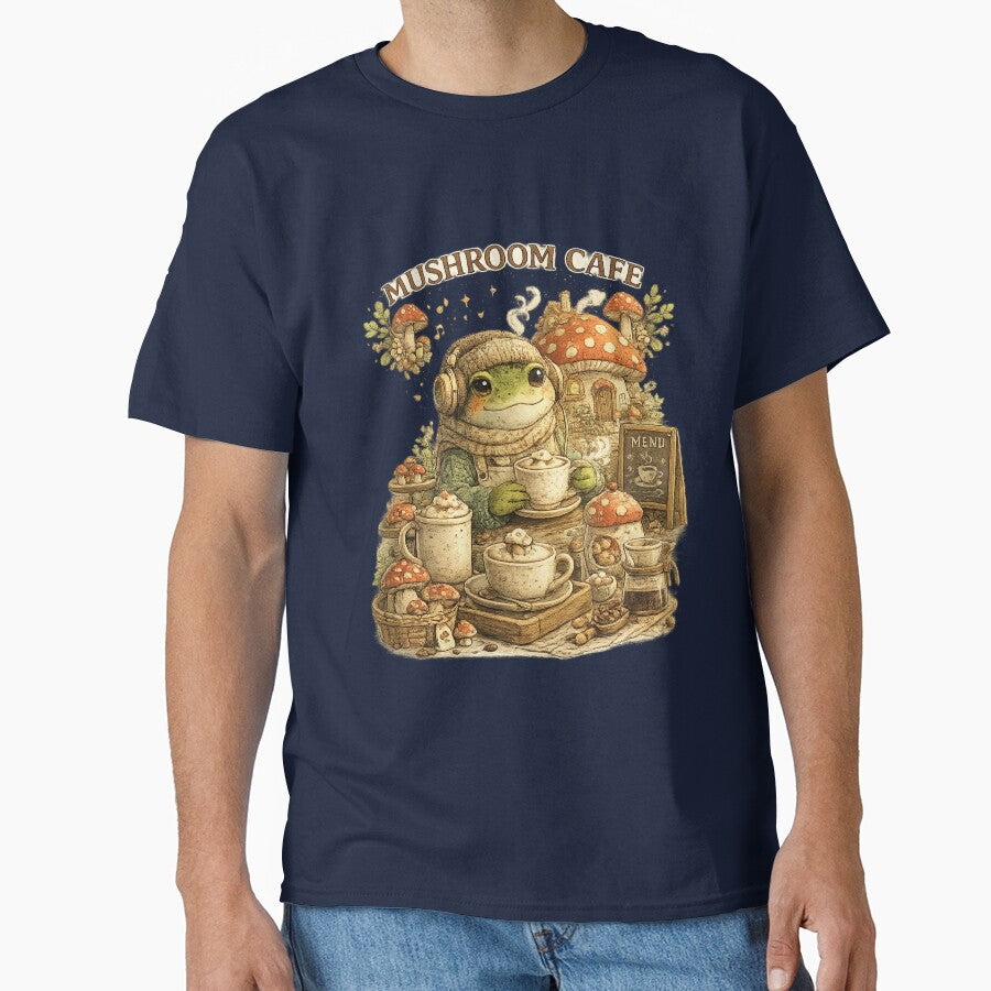 Mushroom Café Frog | Cozy Cottagecore Frog Coffee Lover Cute Forest Design by بيعها | Bee3ha