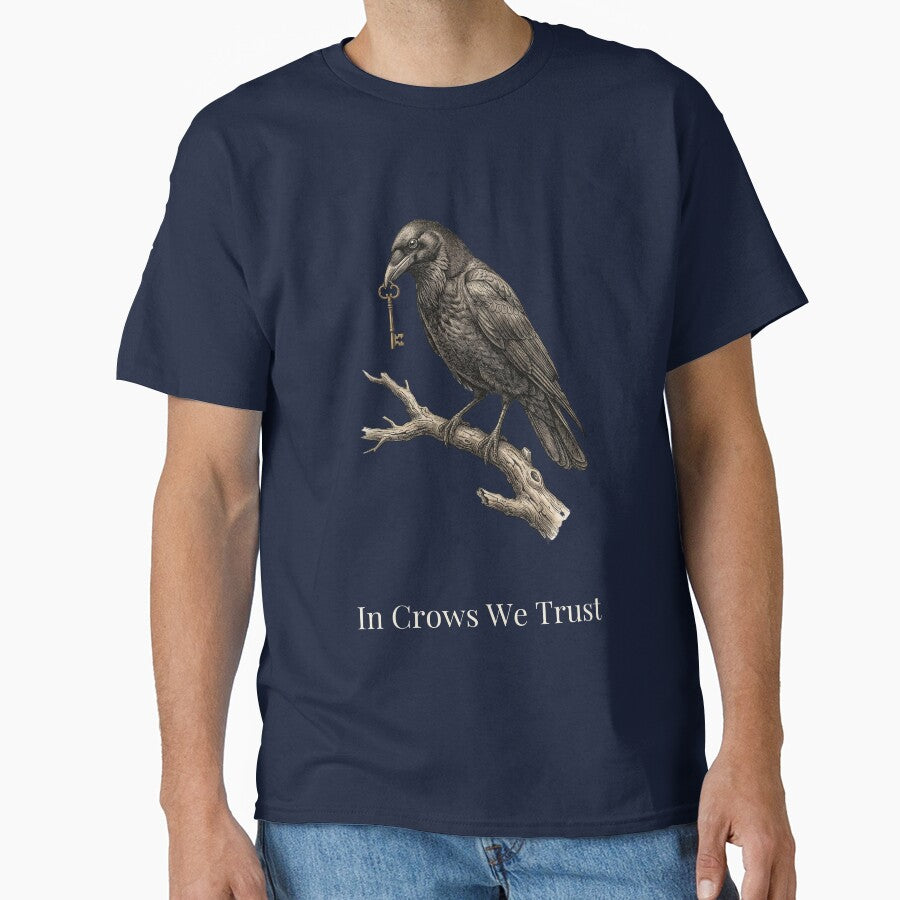 In Crows We Trust — Vintage Raven & Skeleton Key | Dark Academia Corvid Art by ALShammari965