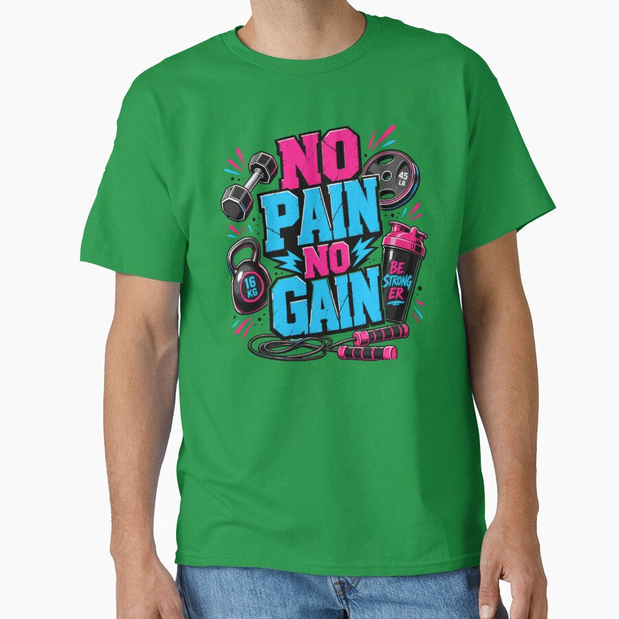 No Pain No Gain Funny gym motivational design for personal trainers, pink and blue exercise and gym lovers by LD ART