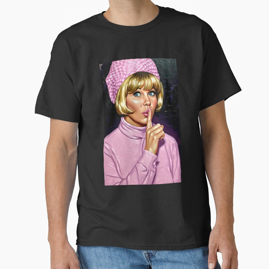 Doris Day - Pink & Pop Art Shush Portrait by Art's Diner Unisex , , , Long Sleeve Tee