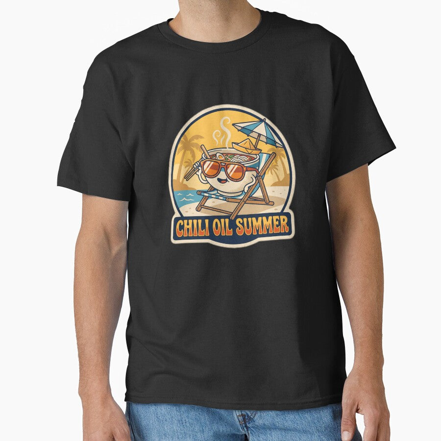 Chili Oil Summer Retro Ramen Beach Vacation by Oommen Studio