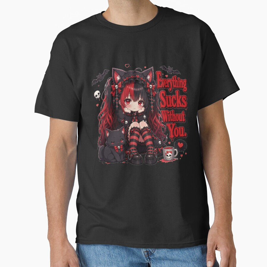 Cute Gothic Anime Girl Everything Sucks by Revyra Design