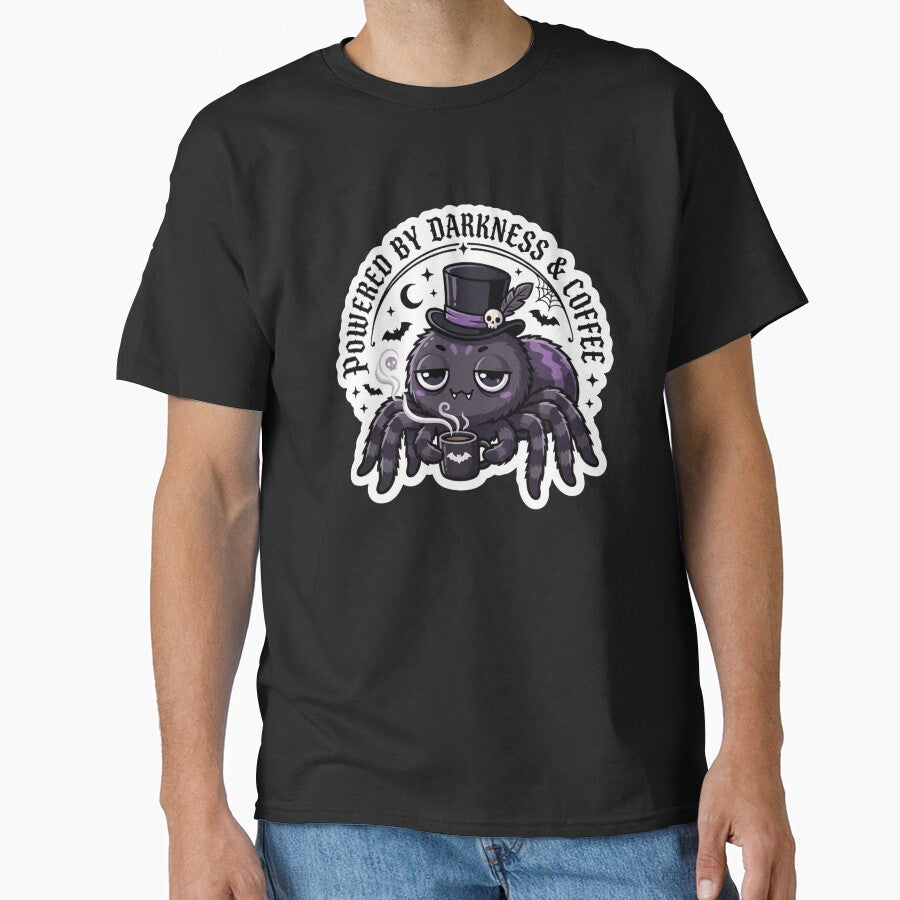 Powered by Darkness & Coffee - Cute Goth Spider Sticker by EnigmaticGoth