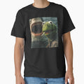 Vintage Washed Dark Humor Shirt, Smoking Frog Meme Tee, Shark Attack Parody by NguboNorento