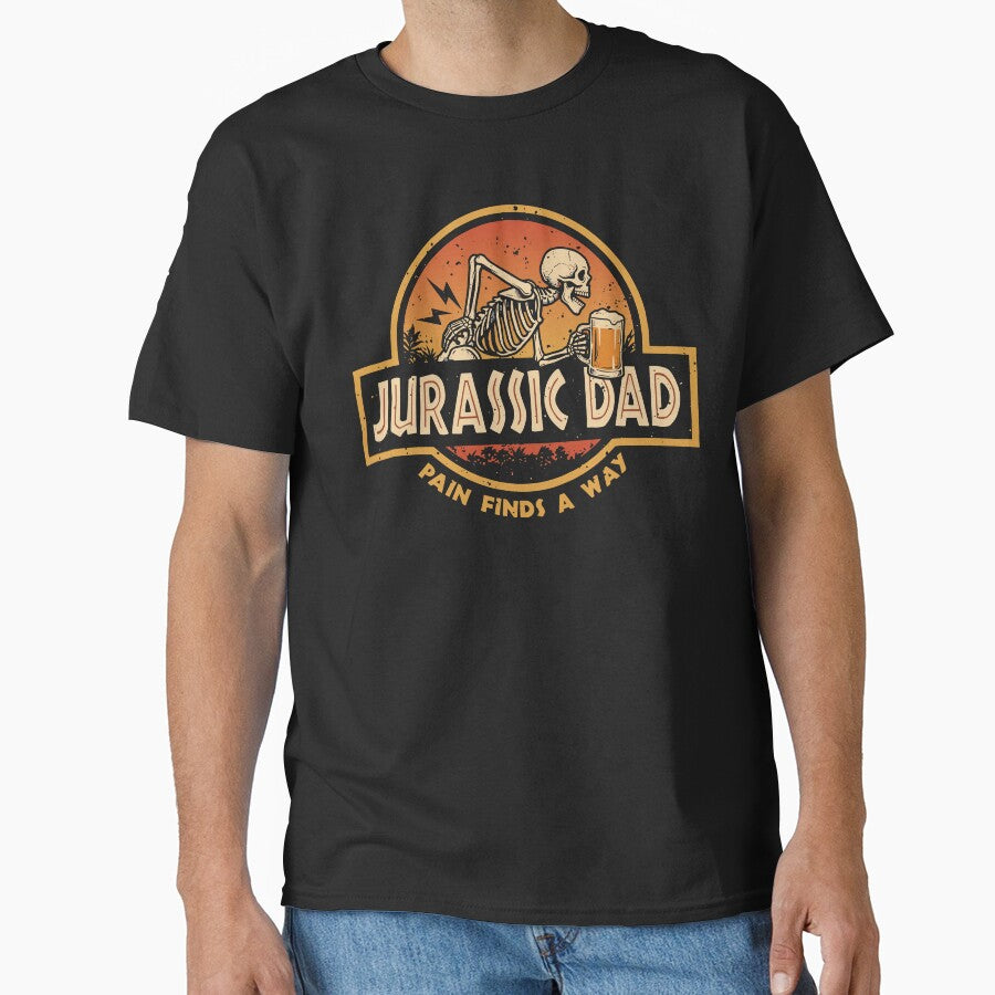 Jurassic Dad Beer Pain Finds A Way Funny Sarcastic Skeleton by Artifyo