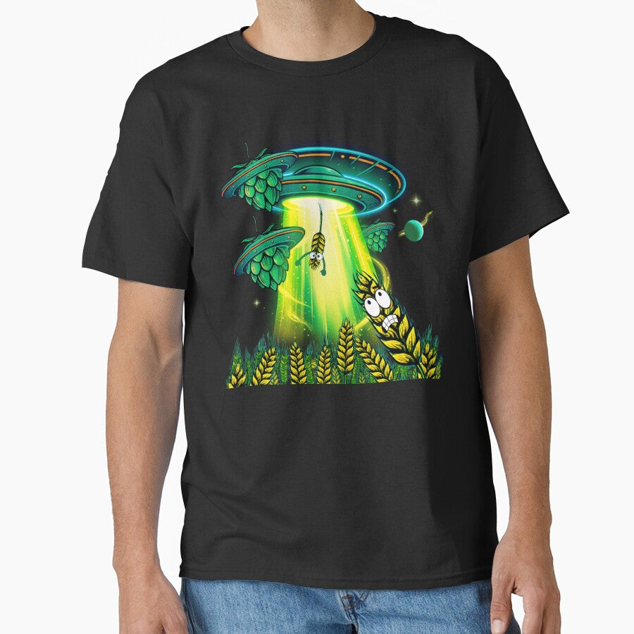 Alien Beer Abduction - UFO Hops and Barley Craft Beer Art by pulse_retail