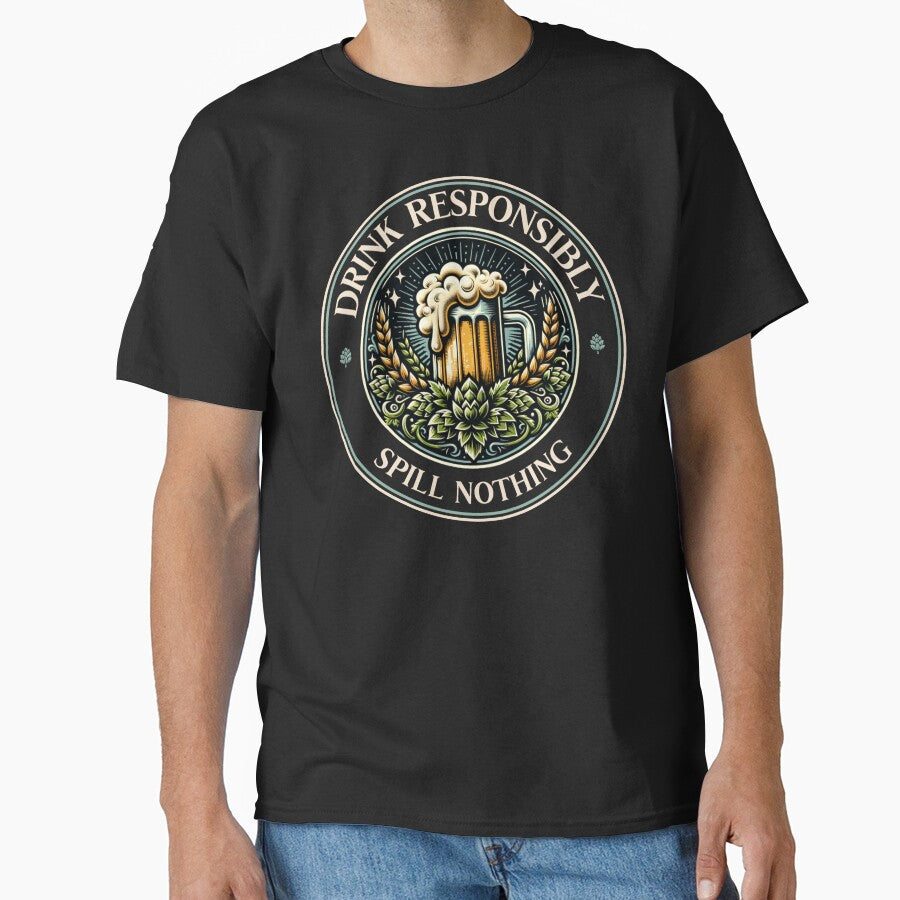 Drink Responsibly Spill Nothing | Vintage Beer Design by FadedFrequency