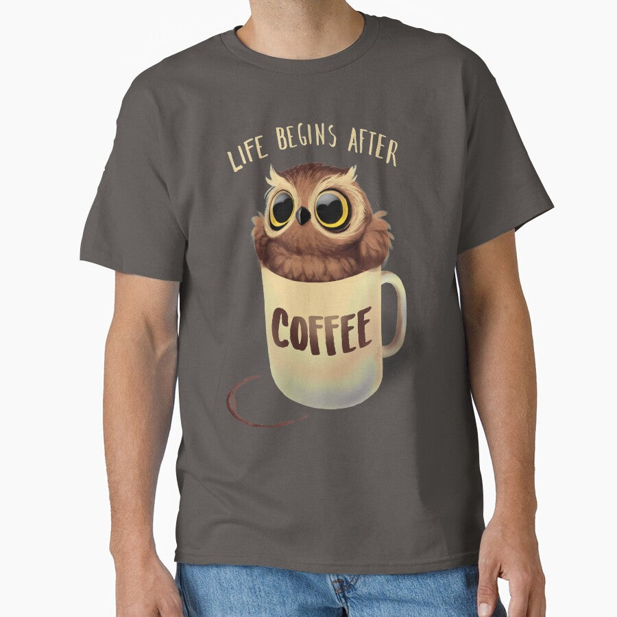 Night Owl Coffee - Cute Bird - Life Begins after Coffee by BlancaVidal