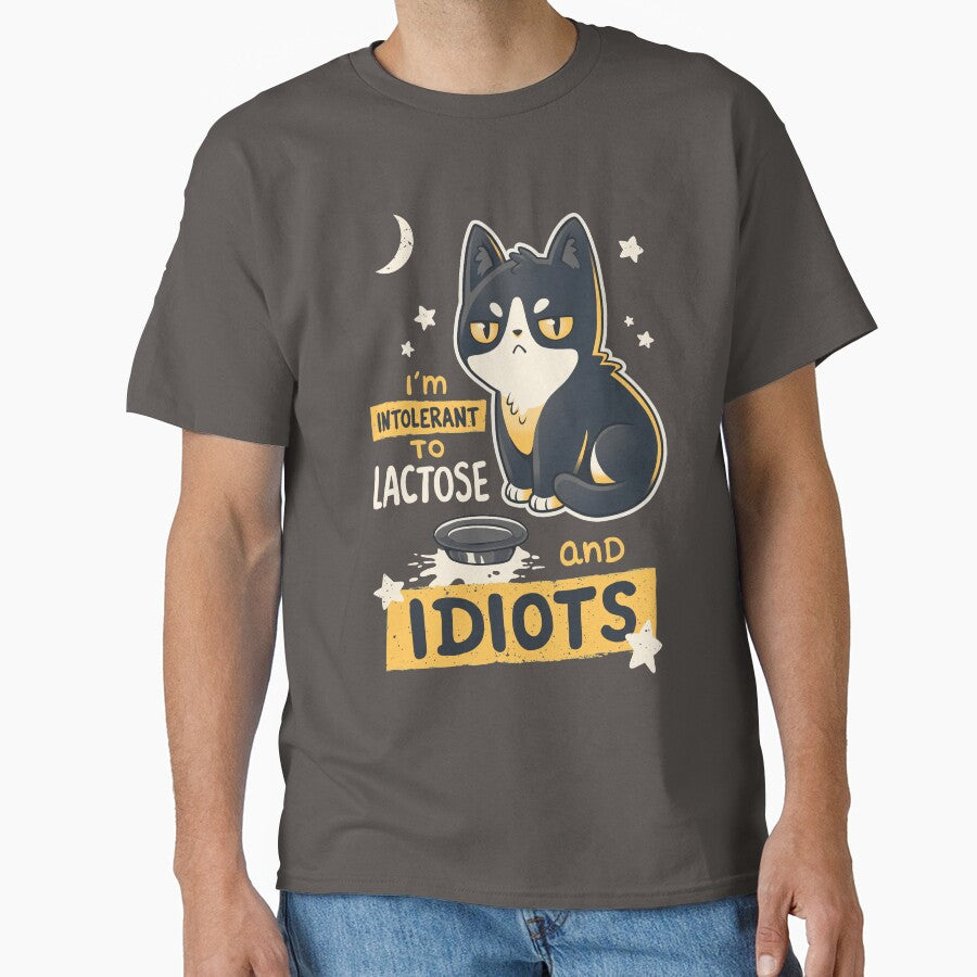 Intolerant to Lactose and Idiots // Sassy Kitten, Kawaii Angry Black Cat by Geekydog