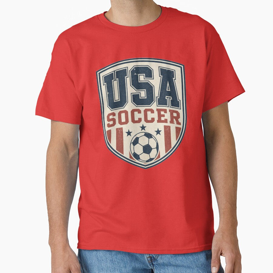 Vintage USA Soccer Athletic Department | Retro Varsity Football Fan by LEOdesignerArt Unisex , , , Long Sleeve Tee