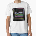 Retro Neon I LOVE Text with Heart and Colorful Lines by CreativeLarysa