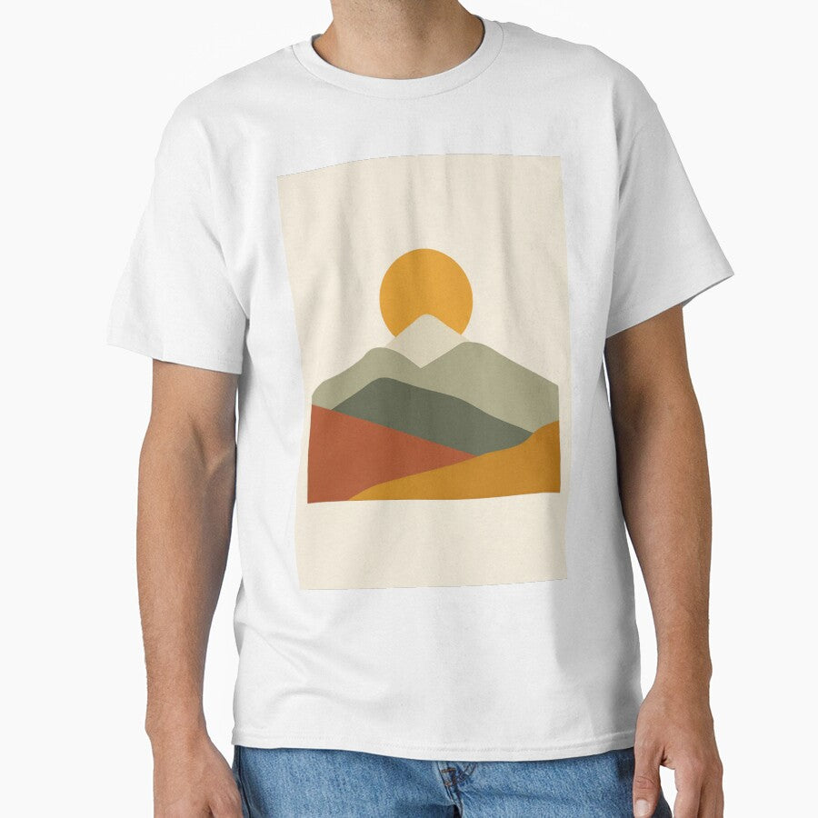 Boho Mustard Sun Mountain Range Minimalist Print by ChromaLens
