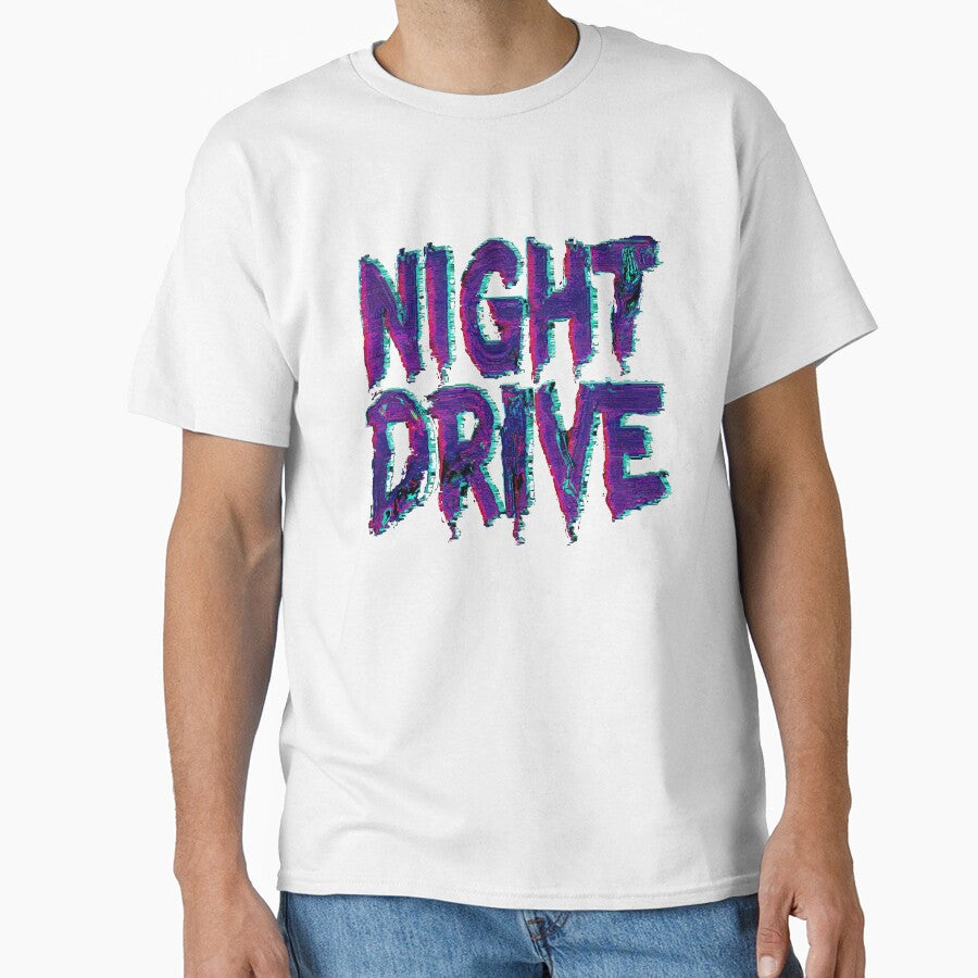 Night Drive - Retro Neon Glitch Typography Design by DConcept