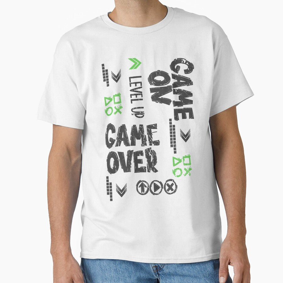 Level Up Game Over Gamer Typography | Retro Gaming Graphic Design by texoapparel