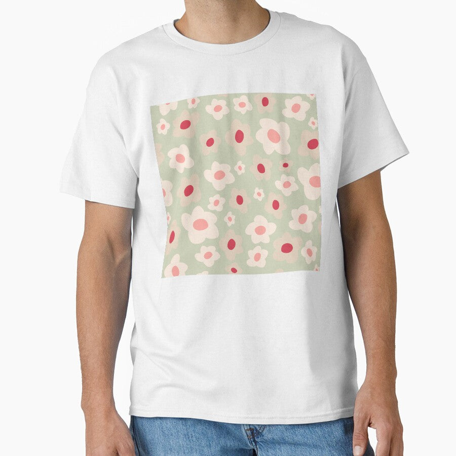 Retro Floral Surface Pattern Pastel Green & Pink by scorpiolane