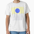 Abstract Illustration of a Blue Circle with Overlapping Lines on a Yellow Background by Beautiful art store