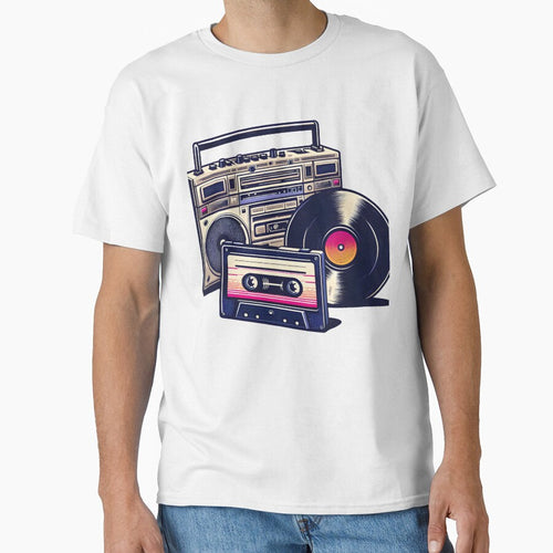 90's Retro Boombox Cassette & Vinyl Record by D-Dreamweaver