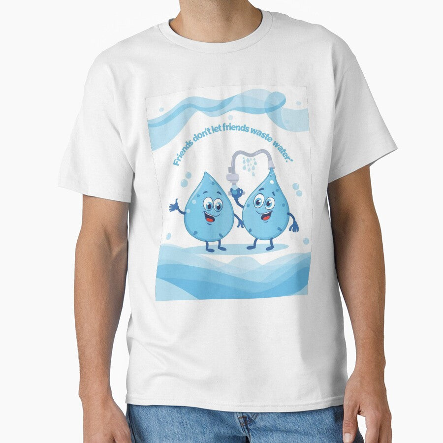 Friends Don’t Let Friends Waste Water T-Shirt – Water Conservation Tee by Mythic Tide