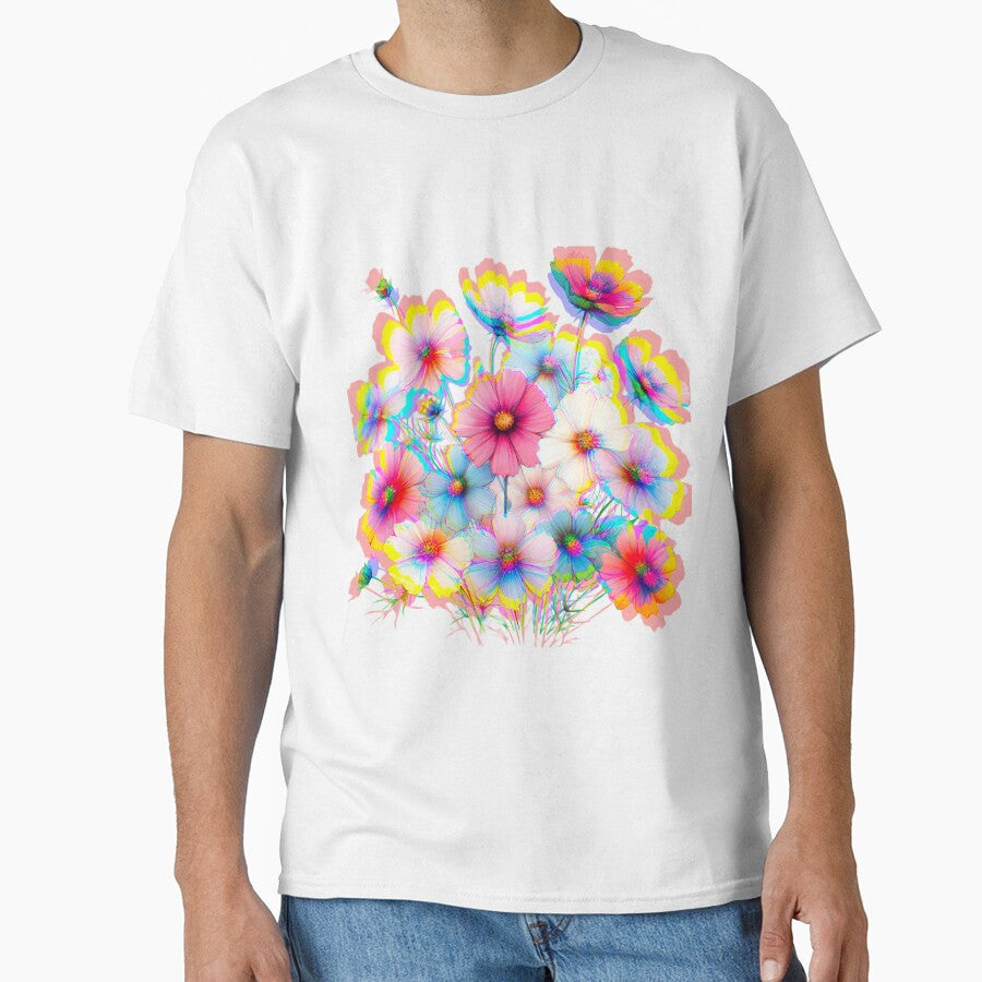 Chromatic Aberration Colorful Watercolor Wildflower Cosmo Flowers - White, Blue, Pink, and Purple by Star-Fragment