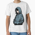 Fashion - Man in Blue Hood Up Streetwear Anime Variant 2 by AnimeShin Unisex , , , Long Sleeve Tee